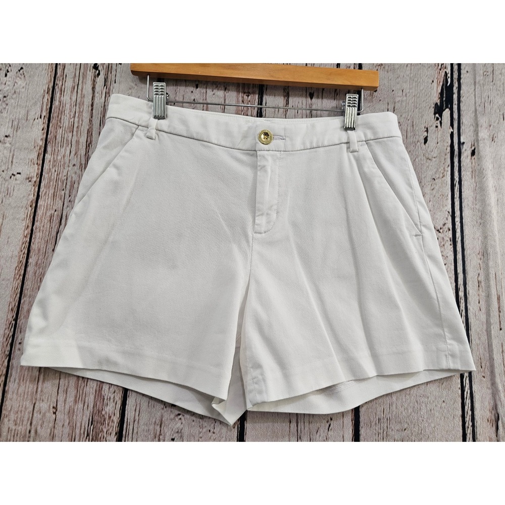 Lilly Pulitzer 15244 White Cotton Blend Shorts Womens 10 Stretch Chino Casual